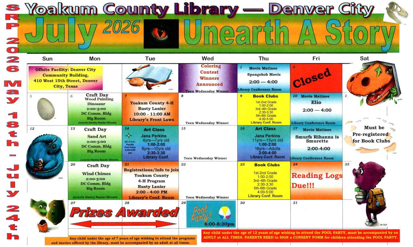 Denver City Library Events Calendar for July 2026